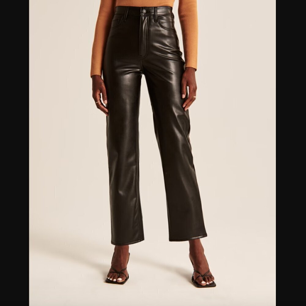 Abercrombie & Fitch Vegan Leather The Ankle Straight Ultra High Rise Pant 28 6s